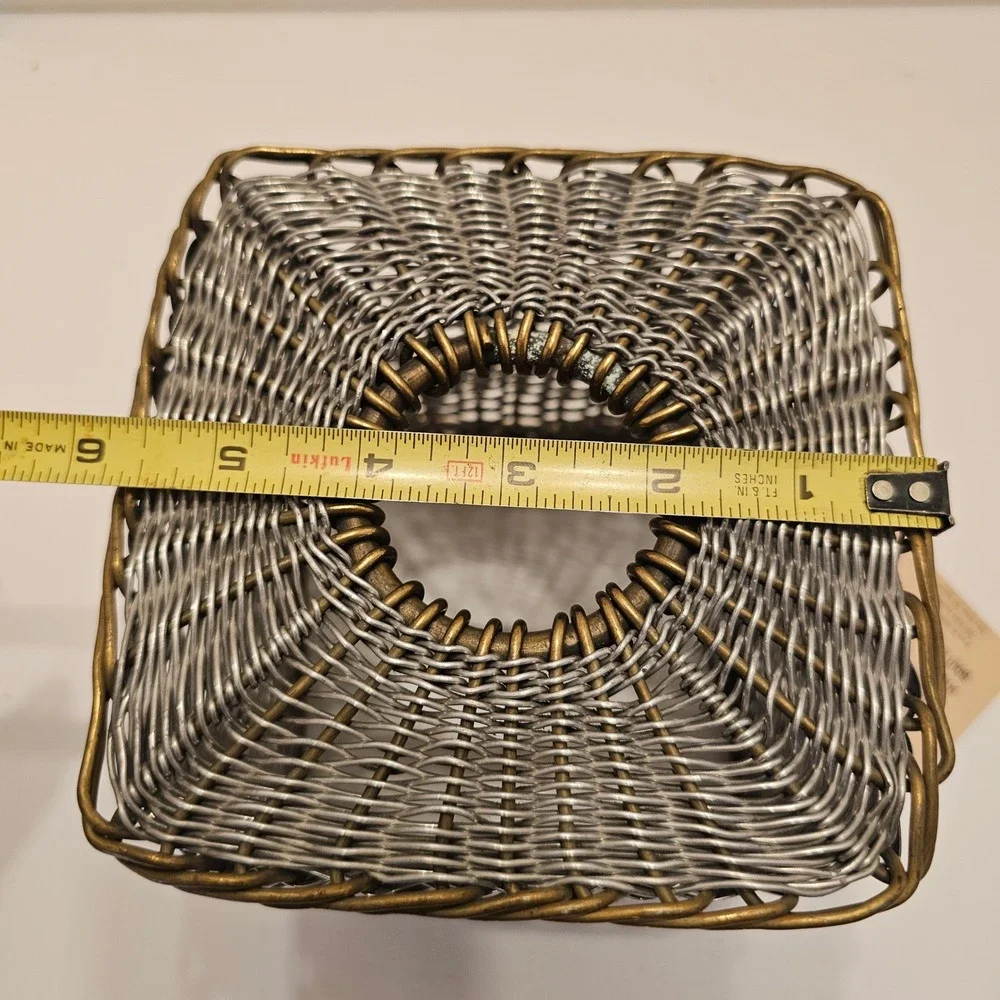 Park B. Smith Environments II Hand Woven Metal Tissue Box Cover Silver Brass